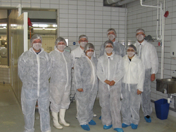 Anlegen der Hygiene-Schutzkleidung vor Betreten der Produktionsräume zur Dönerherstellung