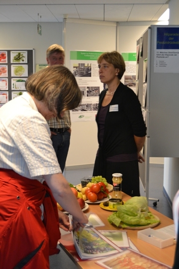 Stand mit Obst und Gemüse