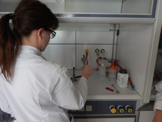 Eine Schülerin führt einen Versuch im Labor des Lebensmittel- und Veterinärinstituts Oldenburg durch
