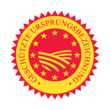 Gütezeichen: Logo der geschützten Ursprungsbezeichnung (g. U.)