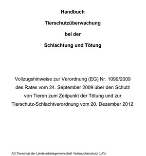 Titelseite Handbuch Tierschutzüberwachung bei der Schlachtung und Tötung