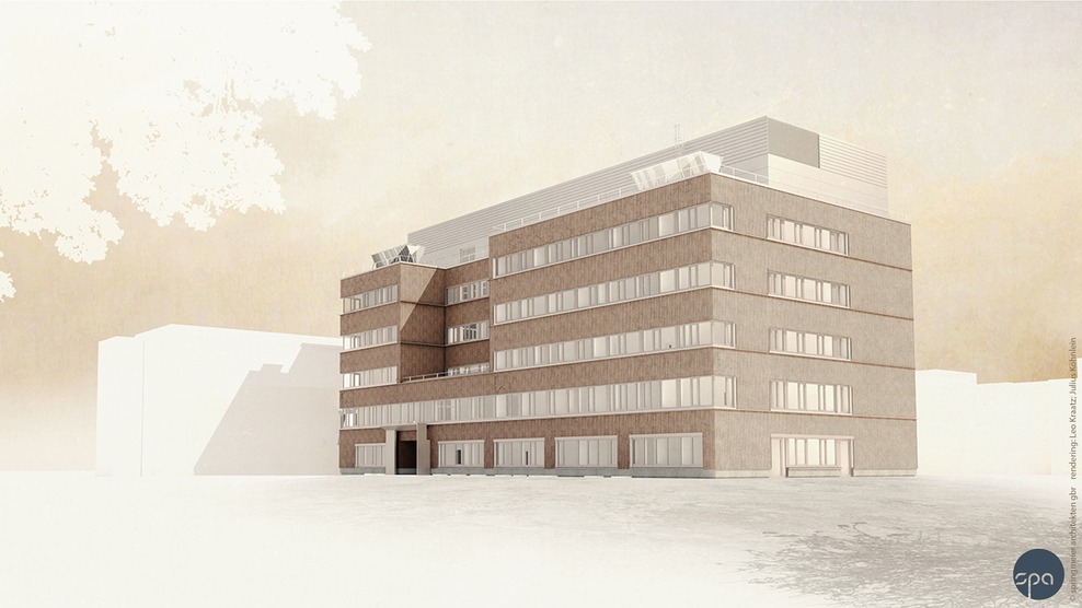 Architektenzeichnung des neuen Institutsgebäudes.