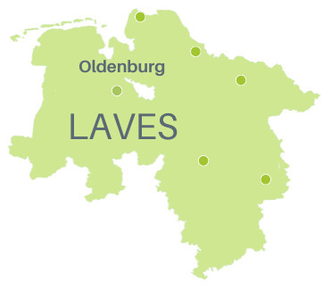 Landkarte Niedersachsen mit LAVES in Oldenburg