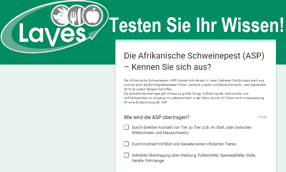 LAVES-Quiz zur Afrikanischen Schweinepest (ASP)